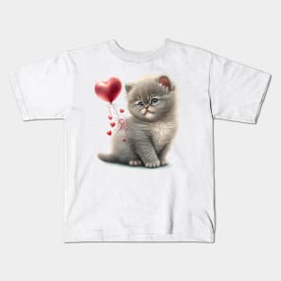 Valentines kitty cat- a Purr-fect valentine gift for the feline-loving pet lover Kids T-Shirt